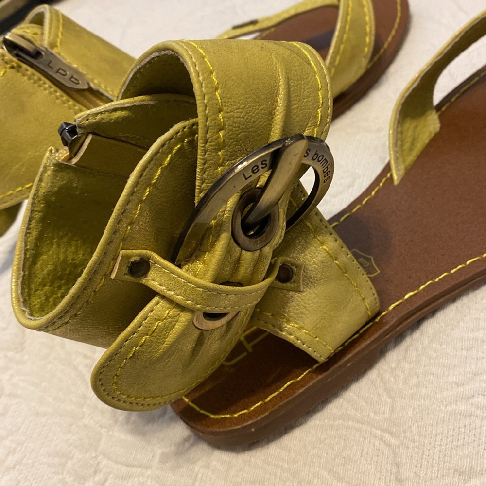 LPB Les ptites bombes yellow leather sandals size 39/8.5 - Picture 5 of 7